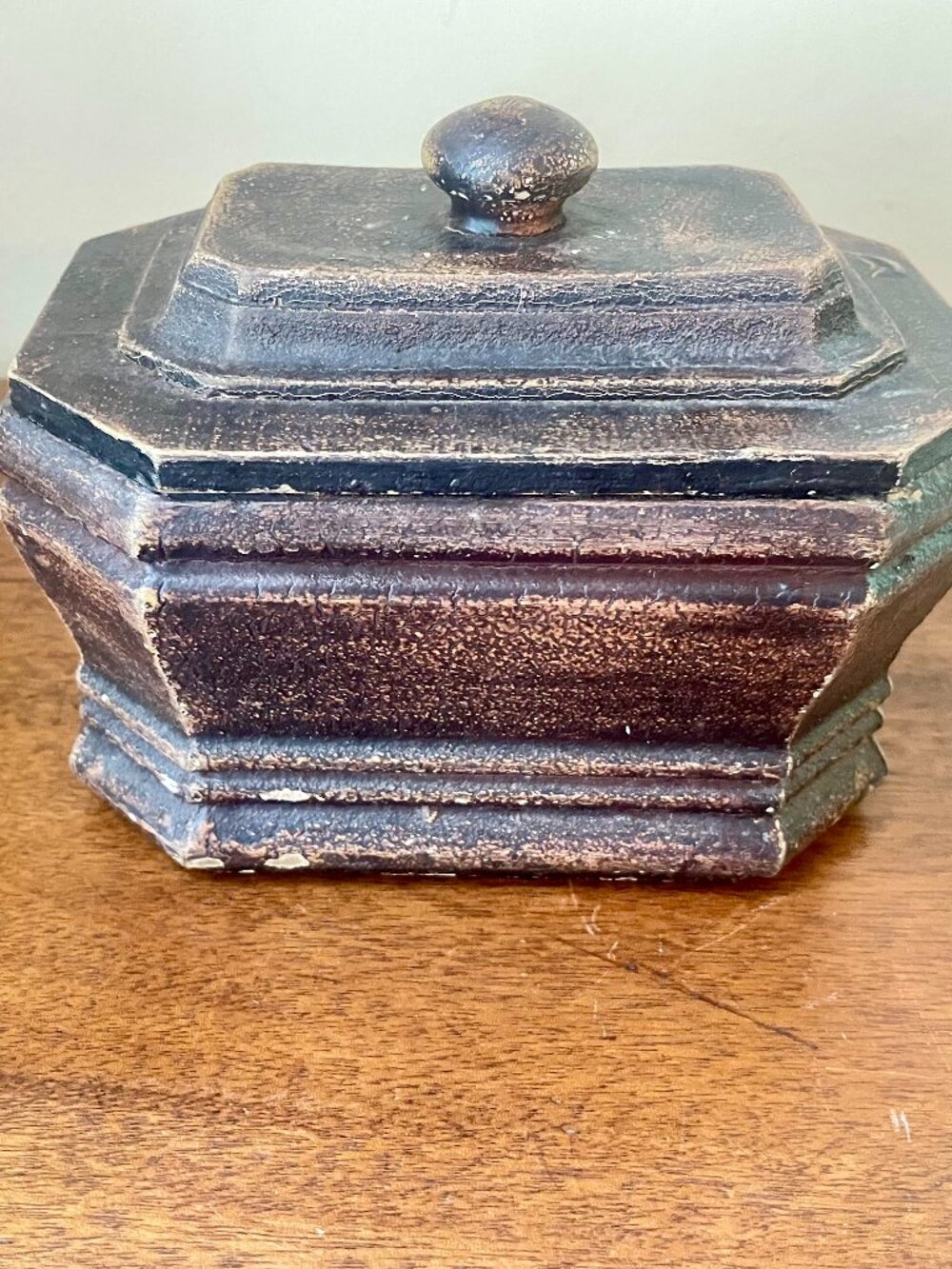 Vintage Wood Box with Lid and Knob